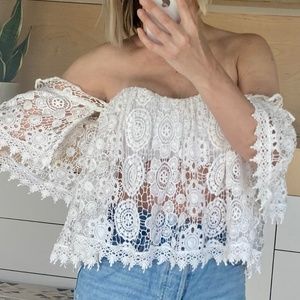 Tularosa Boho Lace White Blouse